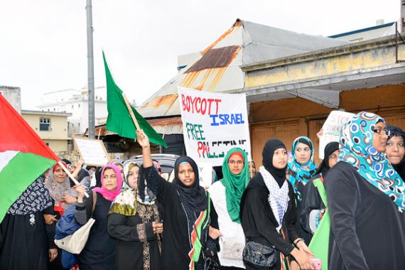 Les femmes étaient nombreuses à exprimer leur soutien aux Palestiniens.