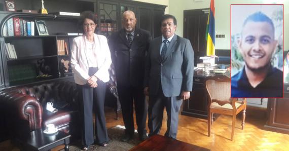 Elvis Eléonore en compagnie du président de la République et de l’ambassadrice de Maurice à Madagascar.