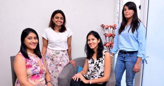 Smeeta, Farzaana, Mallika et Keshini  la petite équipe d’Early Start Diagnosis & Therapy Centre.