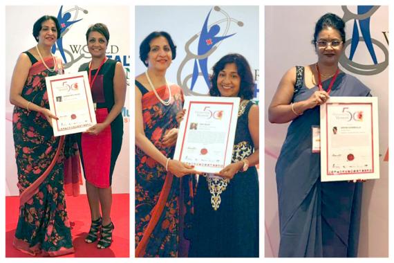Shamima Patel-Teeluck, Rani Balloo et Norina  Sookmoulla font honneur au pays.