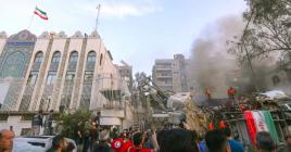 Le consulat d’Iran à Damas après des frappes attribuées à l’aviation israélienne, le 1er  avril 2024.